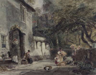 A Cottage in North Wales, with Figures by Samuel Austin